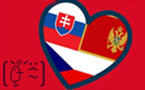 Un cor amb les banderes de la República Txeca,  Eslovàquia i Montenegro
